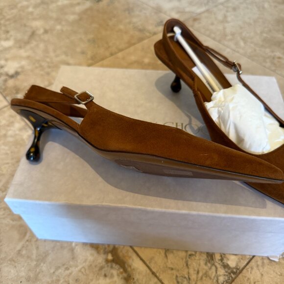 Jimmy Choo Amel Slingbacks in Tan Suede - Picture 4 of 6